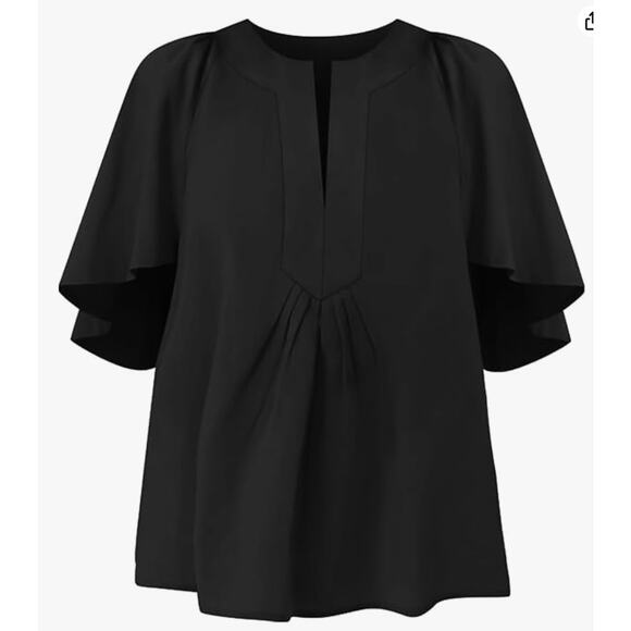 SIZE 2XL Womens Blouse Oversized Flutter Sleeve V Neck 100% Polyester - Picture 6 of 7